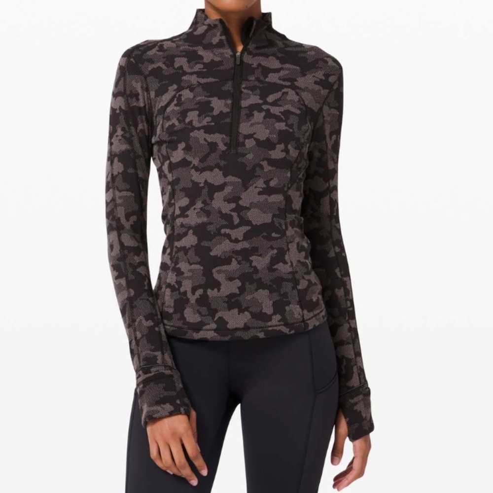 Lululemon Run Briskly 1/2 Zip Heritage Camo